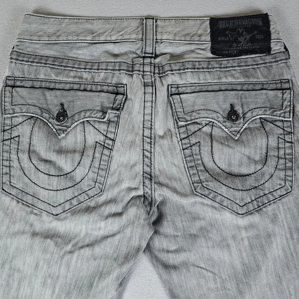 VTG True Religion Ricky Jeans Mens 33 Gray Flap Pockets Made in USA Black Patch